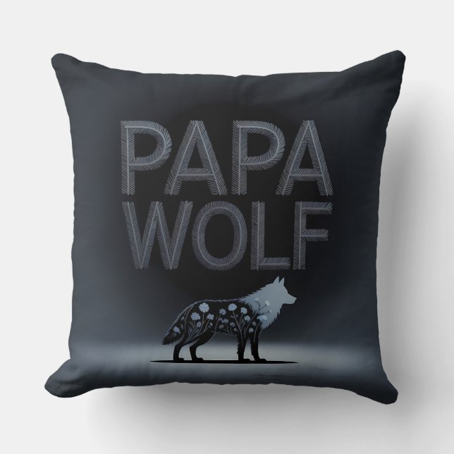 Almofada Personalizado Papa Wolf Nature Silhouette (Frente)