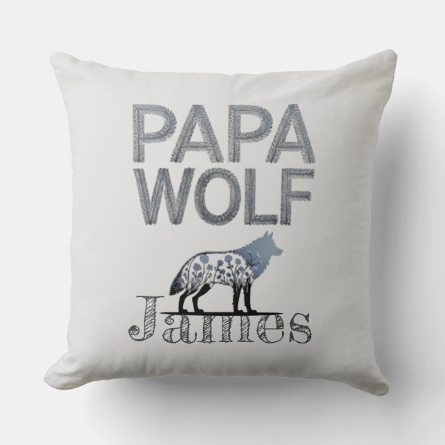 Almofada Personalizado Papa Wolf Nature Silhouette (Frente)