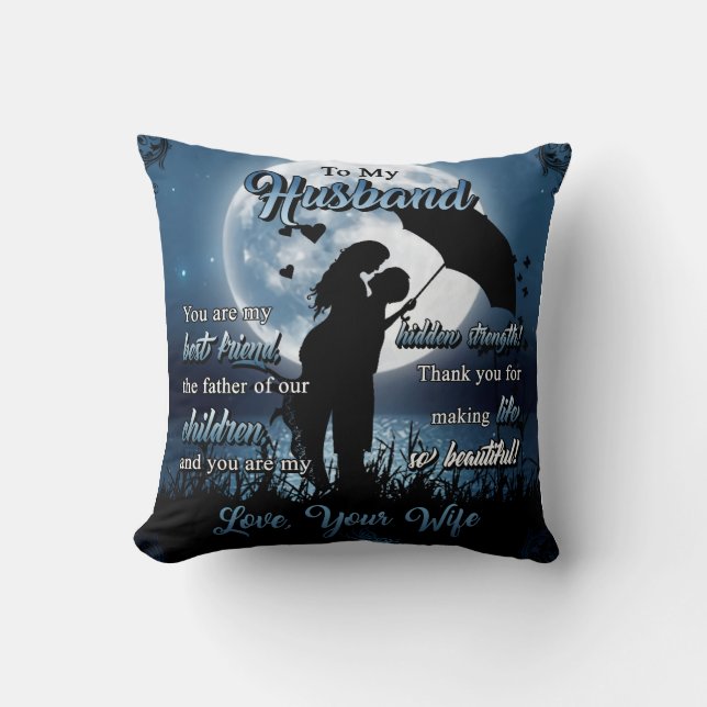 Almofada Personalizado Para o Meu Marido Casal Sob a Lua (Frente)