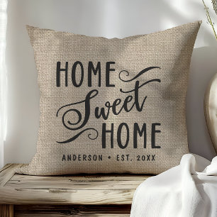 Almofada Personalizado Rustico Falso Burel Casa Doce Casa