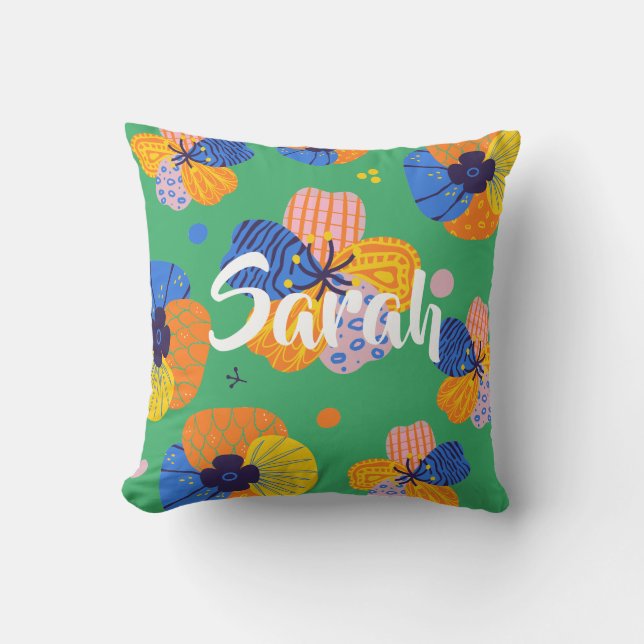 Almofada Personalizado - Travesseiro decorativo Floral de C (Frente)