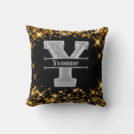 Almofada Personalizado Y Monograma Inicial do Prata Seu Nom