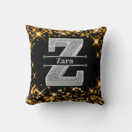 Almofada Personalizado Z Monograma Inicial do Prata Seu Nom