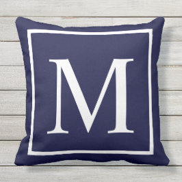Almofada Personalizar marinho de monograma azul