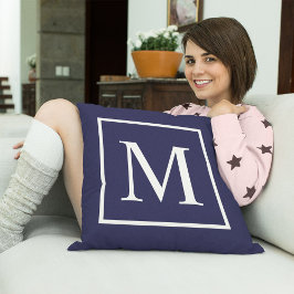Almofada Personalizar monograma em azul marinho