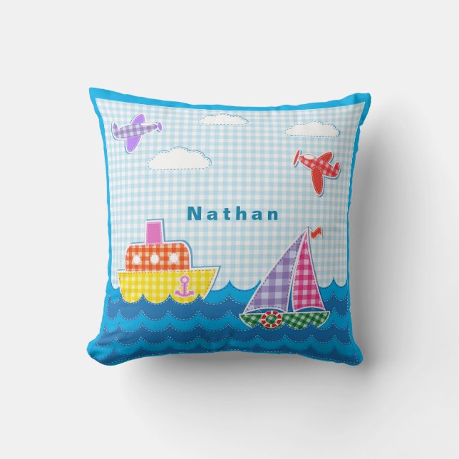 Almofada Personalizar o Céu Azul das Aeronaves do Oceano Ar (Frente)