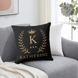 Almofada Personalizar o nome e o monograma Dourado preto in