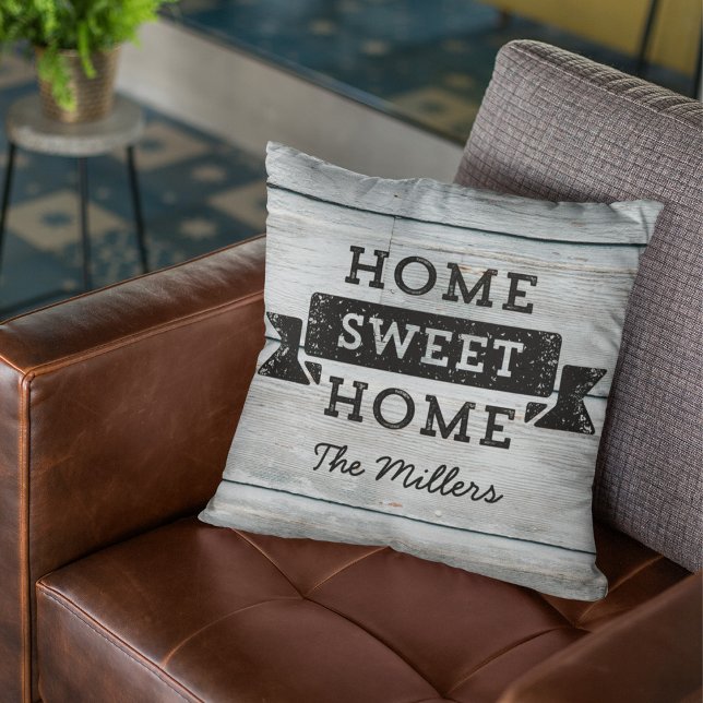 Almofada Personalizar o nome Home Sweet Home Pale Wood Rust (Criador carregado)