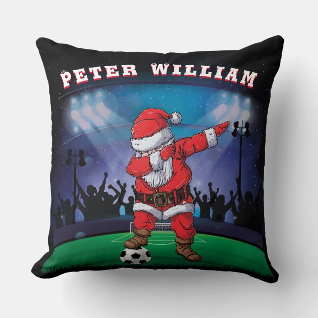 Almofada Personalizar Papais noeis de Nome Futebol de Natal (Frente)