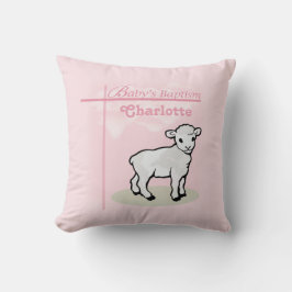 Almofada Personalizável, Batismo, Rosa, Garota, Lambe