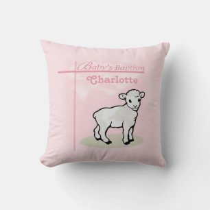 Almofada Personalizável, Batismo, Rosa, Garota, Lambe