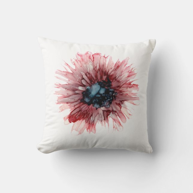 Almofada Personalizável!! Borgonha e Marinho Dahlia floral (Frente)