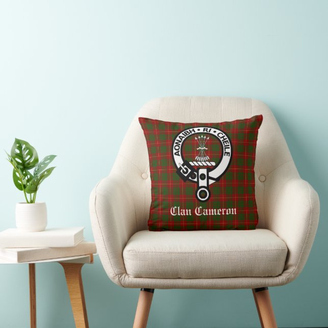 Almofada Personalizável do Clan Cameron Crest e do Tartan (Cadeira)