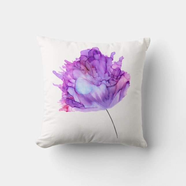 Almofada Personalizável! Púrpura hydrangea mão pintada flor (Frente)