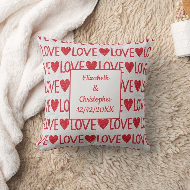 Almofada Personalize Corações de Amor Vermelhos e Brancos D (Cobertor)