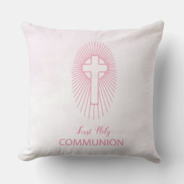 Almofada Personalize, Cruz da Primeira Comunhão Rosa