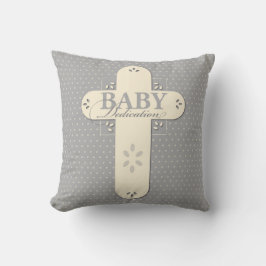 Almofada Personalize, Dedicação de Bebê Creme e Cruz Cinza