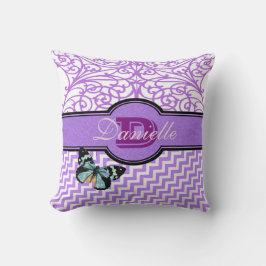 Almofada Personalize este o roxo extravagante e a borboleta