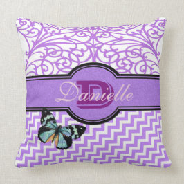Almofada Personalize este o roxo extravagante e a borboleta