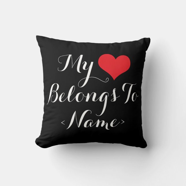 Almofada Personalize Meu Coração Pertence A <Name> (Frente)
