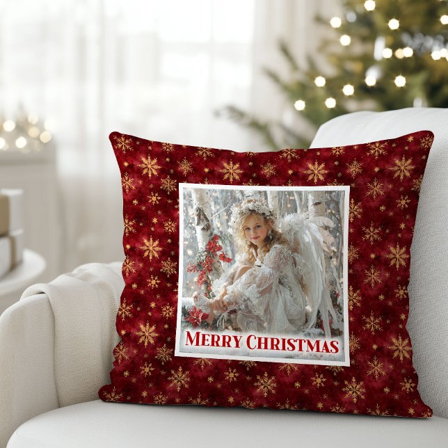 Almofada Personalized Angel Red Gold Kids Gift Christmas  (Personalized Angel Red Gold Kids Gift Christmas Pillow

)