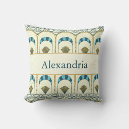 Almofada Personalized Art Deco Teal & Gold Geometric