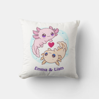 Almofada Personalized Axolotl Couple Valentine Throw Pillow
