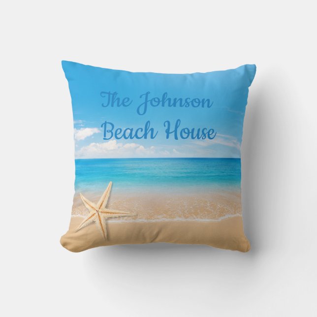 Almofada Personalized Beach House Throw Pillow (Frente)