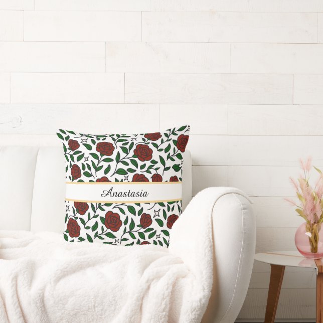 Almofada Personalized Beauty and Beast Garden Rose Name Red (Sofá)