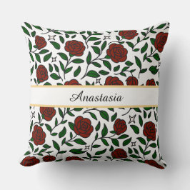 Almofada Personalized Beauty and Beast Garden Rose Name Red
