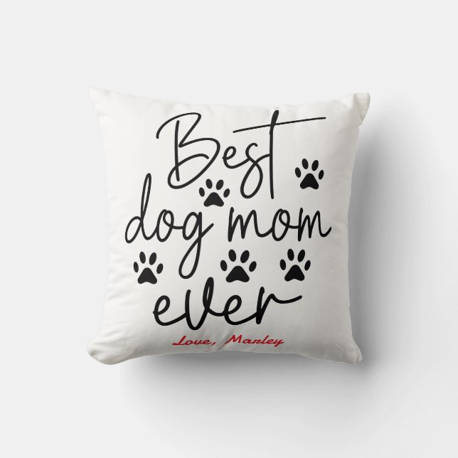 Almofada Personalized Best Dog Mom 2 Photo | Mother’s Day (Frente)