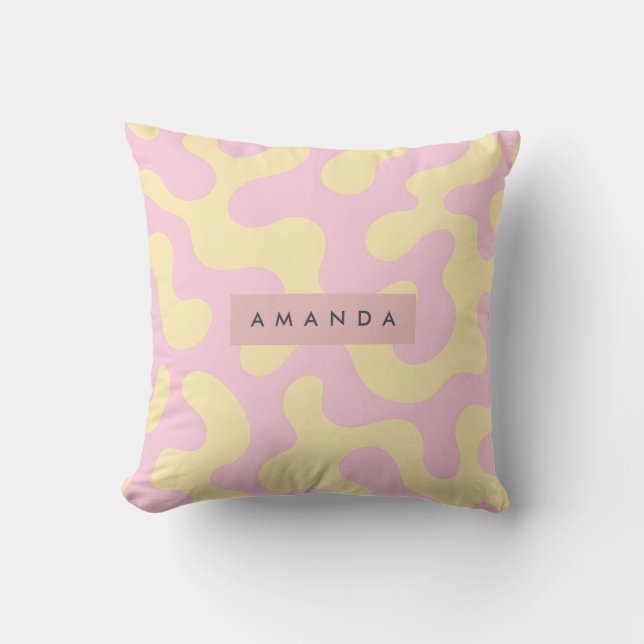 Almofada Personalized Blush Pink and Pastel Yellow Abstract (Frente)