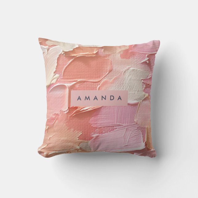Almofada Personalized Blush Pink and Peach Paint (Frente)