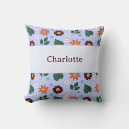 Almofada Personalized Bright Blue Colorful Floral Name