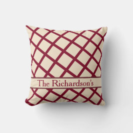 Almofada Personalized Burgundy Cream Lattice Elegant Chic