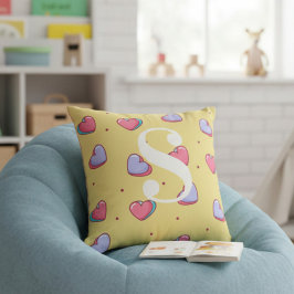 Almofada Personalized Candy Heart Pink and Yellow 