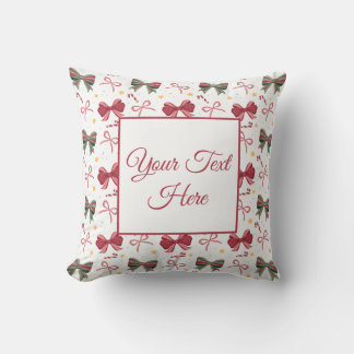 Almofada Personalized Christmas Throw Pillow With Cute Bows