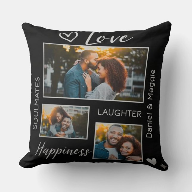 Almofada Personalized Couple Collage Throw Pillow (Frente)