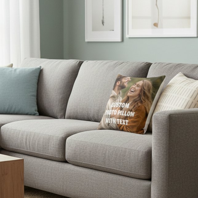 Almofada Personalized Couple Photo Pillow – Custom Romantic (Criador carregado)