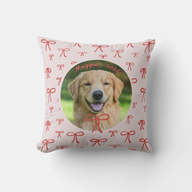 Almofada Personalized Cute Bow Pattern Pet Photo Pillow (Frente)