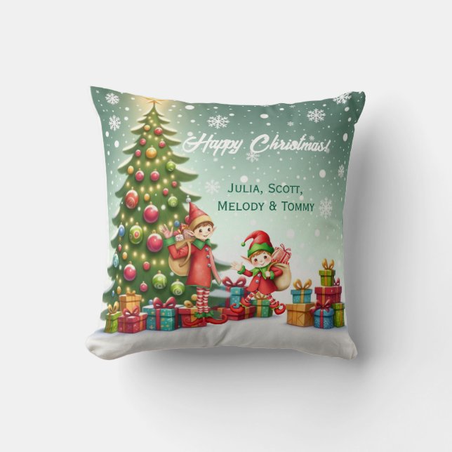Almofada Personalized Cute Little Elf Christmas Photo (Frente)