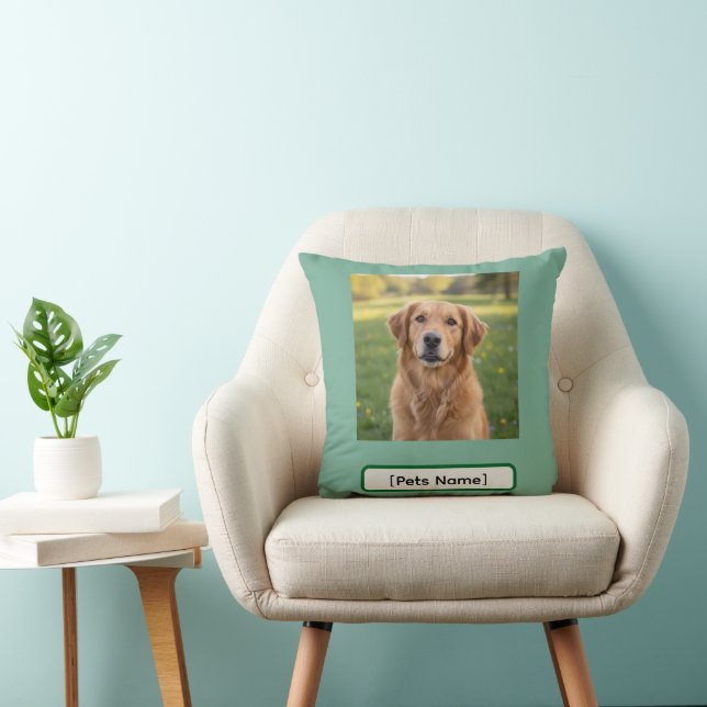 Almofada Personalized Dog & Cat Photo and Name Throw Pillow (Cadeira)