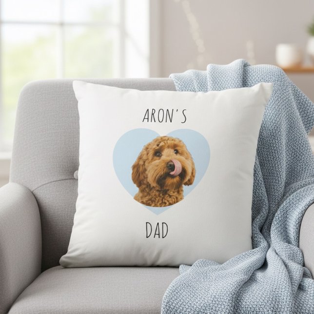 Almofada Personalized Dog Dad | Custom Pet Photo Heart (Criador carregado)