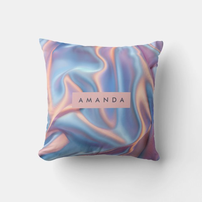 Almofada Personalized Dreamy Pastel Iridescent Satin Waves  (Frente)