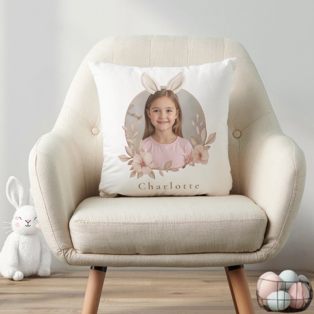 Almofada Personalized Easter Bunny Photo Pillow for Kids (Criador carregado)