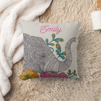 Almofada Personalized Elephant Name Throw Pillow