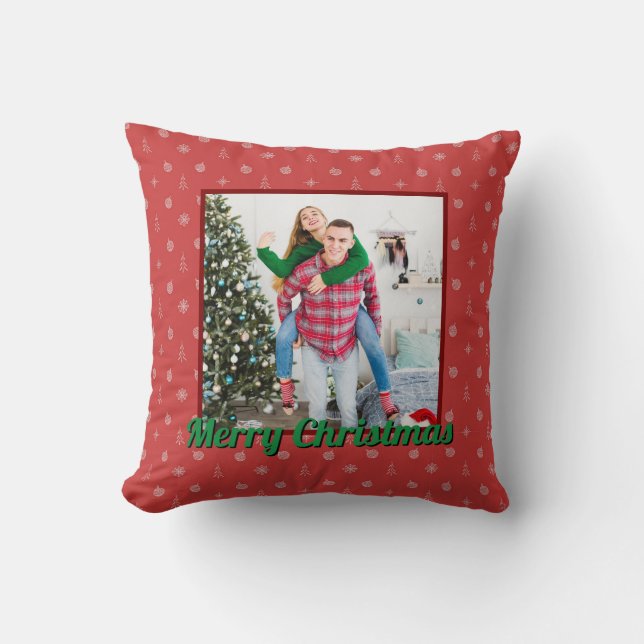 Almofada Personalized Family Christmas Stylish Photo (Frente)