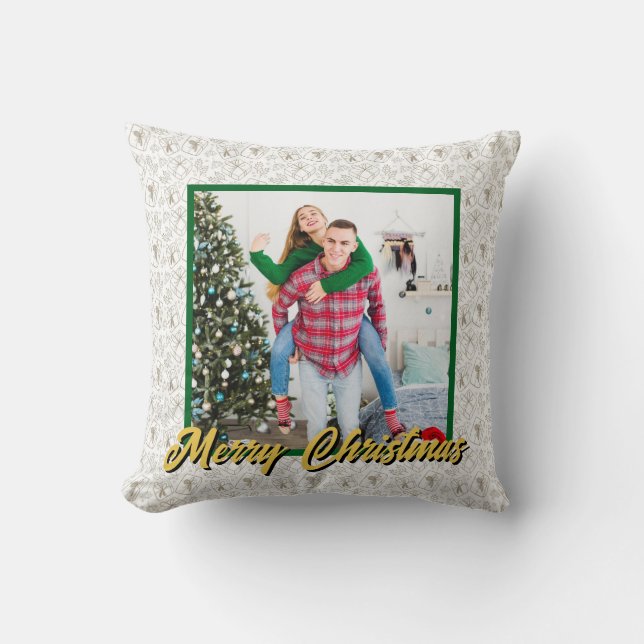 Almofada Personalized Family Christmas Stylish Photo (Frente)