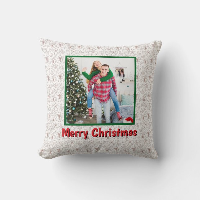 Almofada Personalized Family Christmas Stylish Photo (Frente)