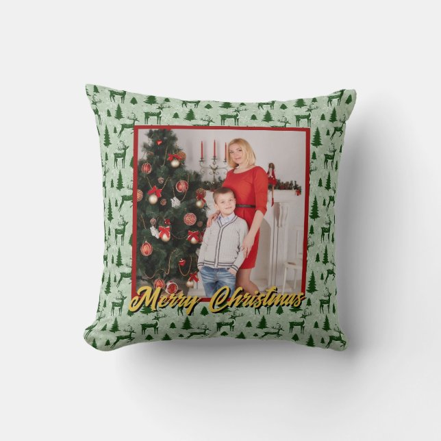 Almofada Personalized Family Christmas Stylish Photo (Frente)